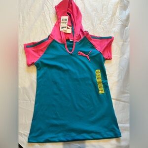 Puma Kids Rashguard - Teal and Pink
